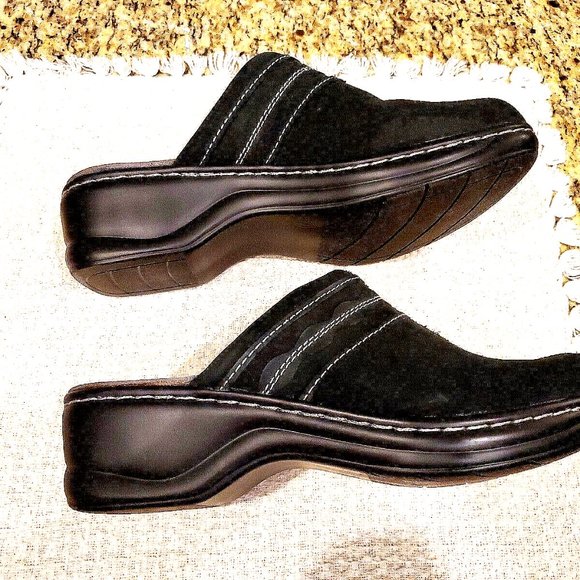 BJORNDAL 136568 Melinda Women's Black Leather Suede Slip On Mules Size 7 1/2 - Picture 4 of 6